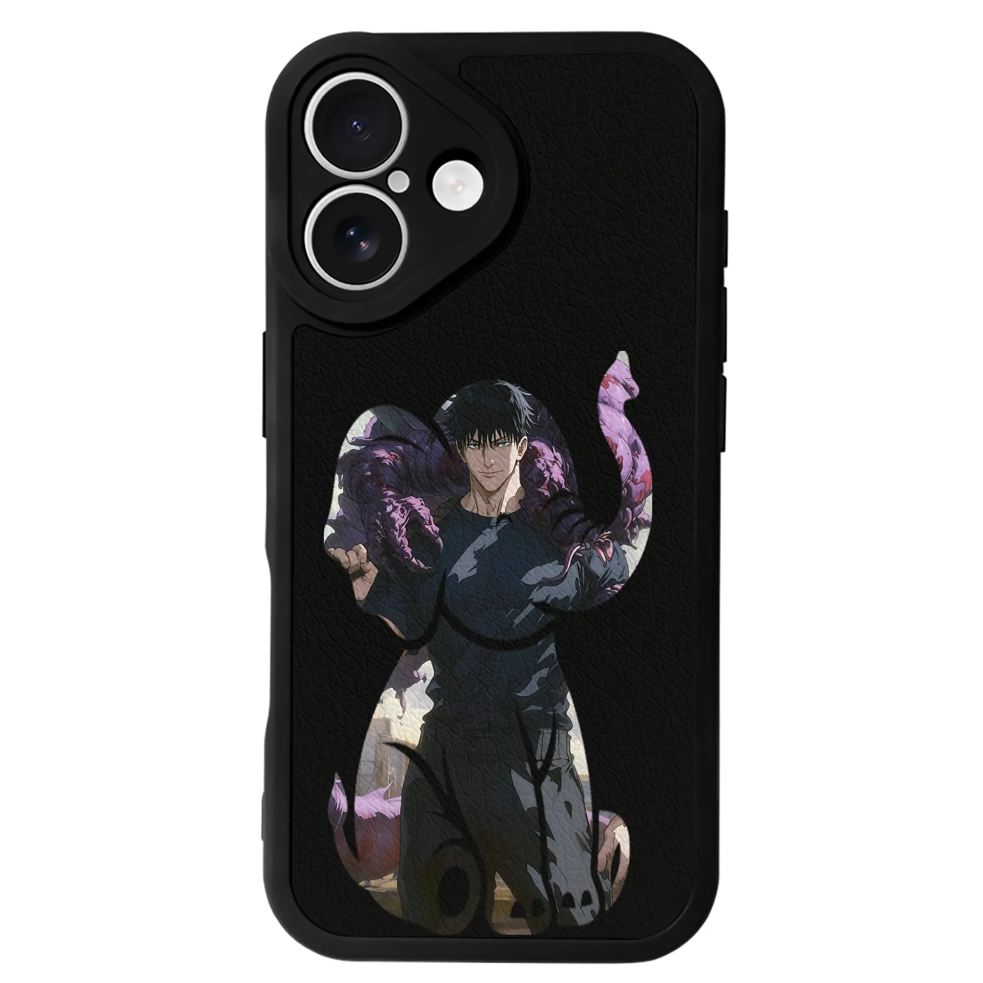 呪術廻戦 グッズ,伏黒 甚爾 - IPhone 16シリーズ対応 ・ シリコンスマホケース ・ レザー調 ・ 高精度フィット ・ 耐衝撃 ・ ワイヤレス充電対応 ・ 精密カット